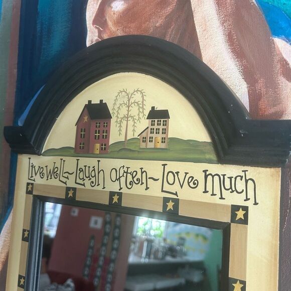 Vintage Charming Black and Tan Star Mirror w Inspirational Quotes - Picture 4 of 12